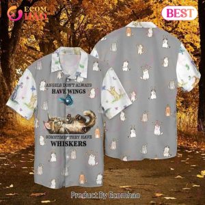 Butterfly With Cat Angels Do Not Always Have Wings Sometimes They Have Whiskers Hawaiian Shirt