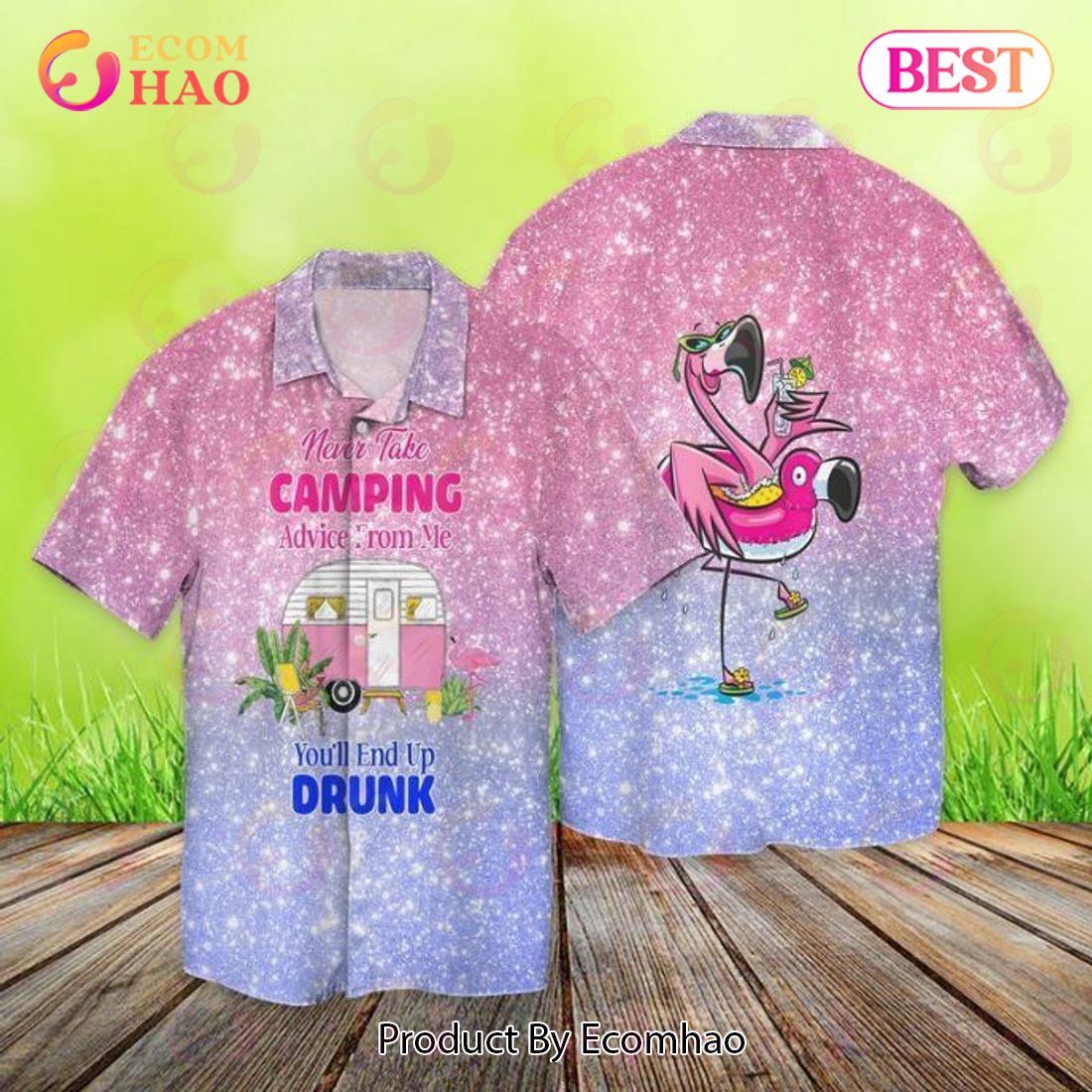 Camping Flamingo Bruh Never Take Camping Advice From Me You’ll End Up Drunk Hawaiian Shirt