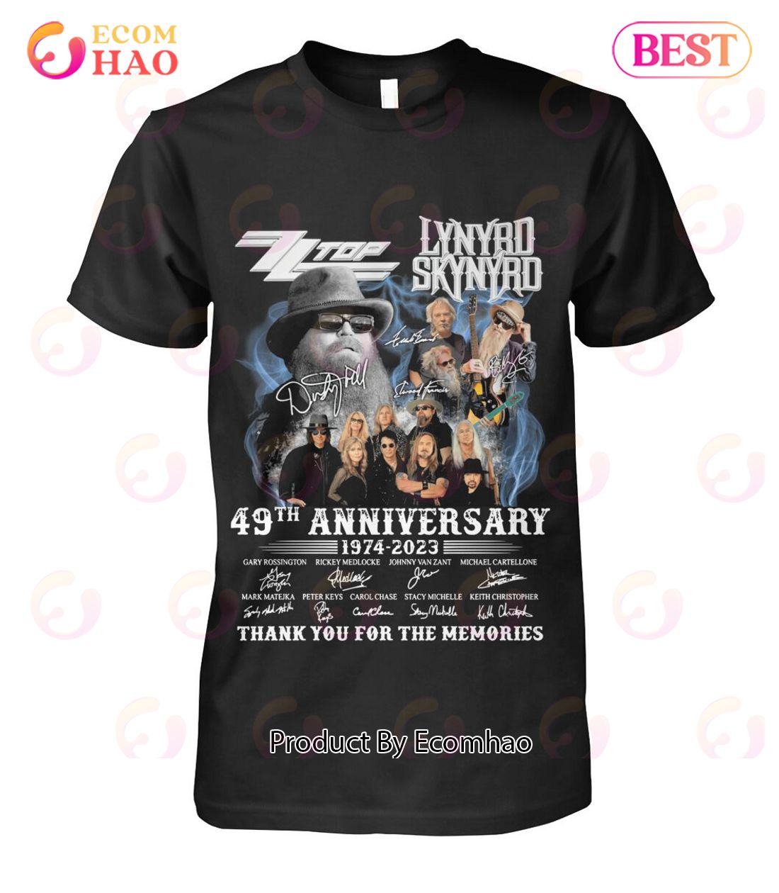 Zz Top Lynyrd Skynyrd 49th Anniversary 1974 – 2023 Thank You For The Memories T-Shirt