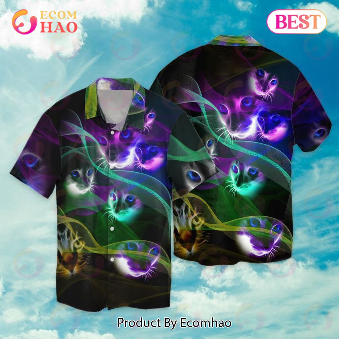 Cat Neon Hawaiian Shirt