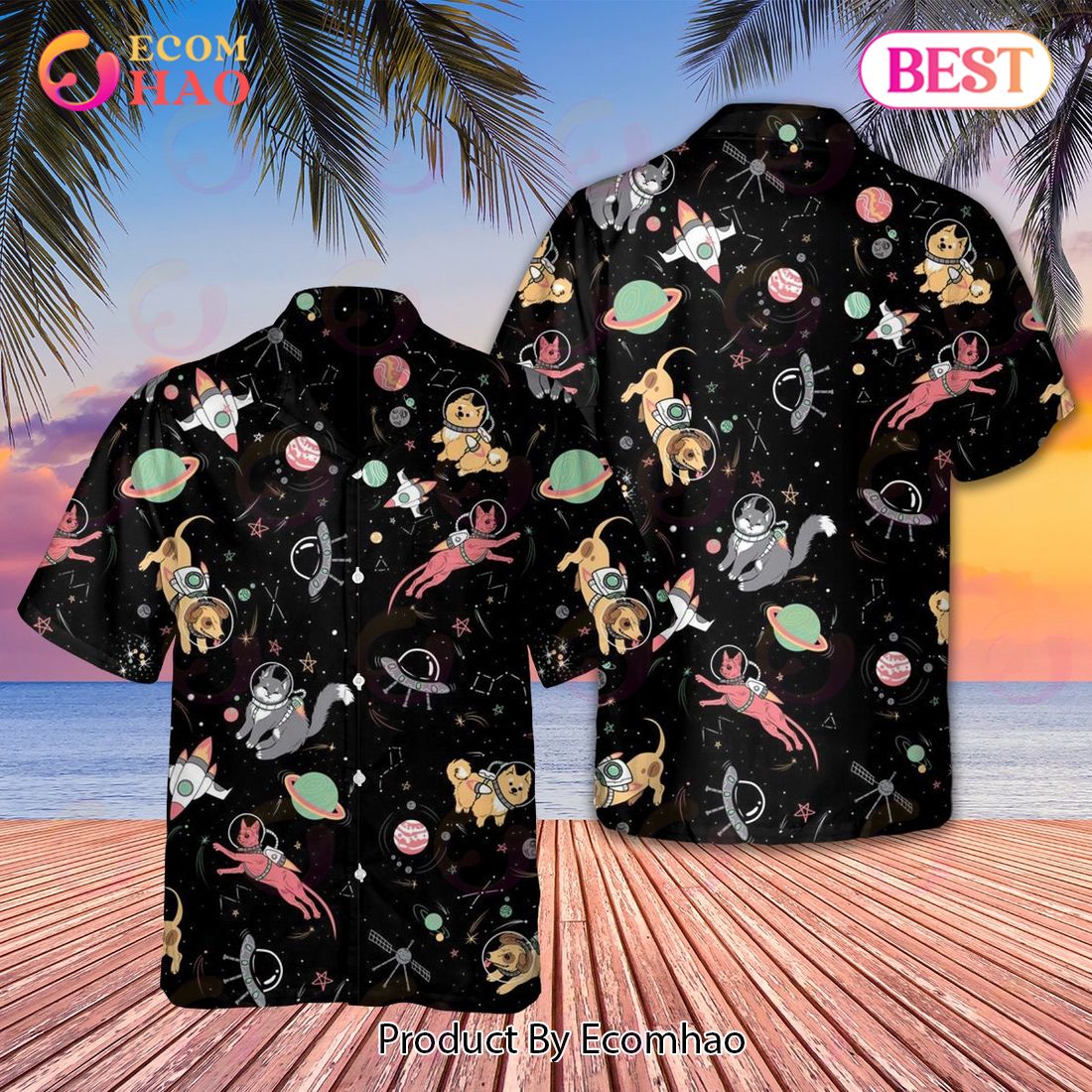 Cat Vintage Summer Hawaiian Style Hawaii Beach Shirt