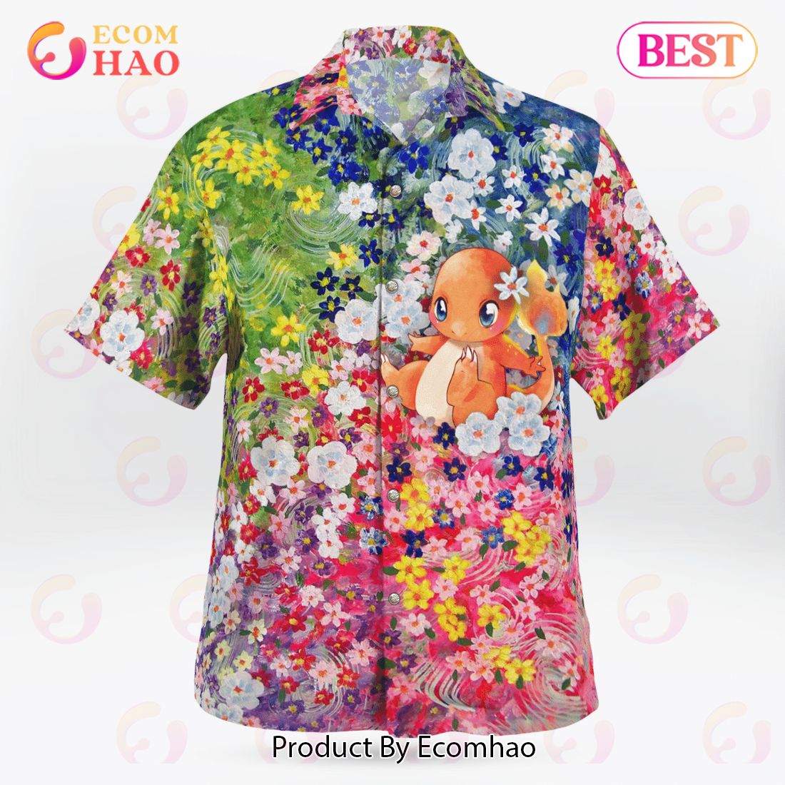 Charmander Summer Flowers Beach Pokemon Hawaiian Shirt