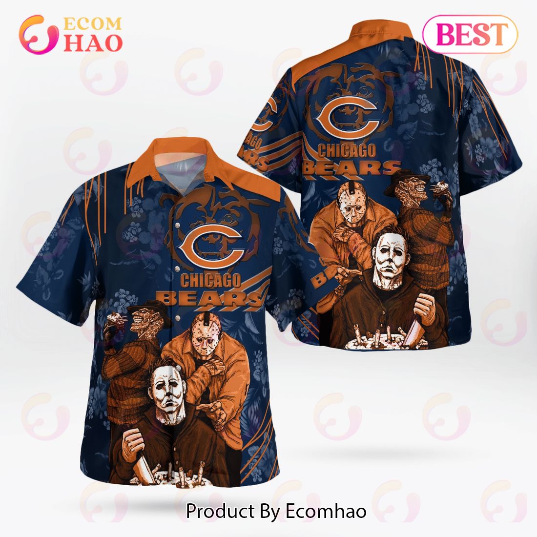 Chicago Bears Halloween Horror Hawaiian Shirt