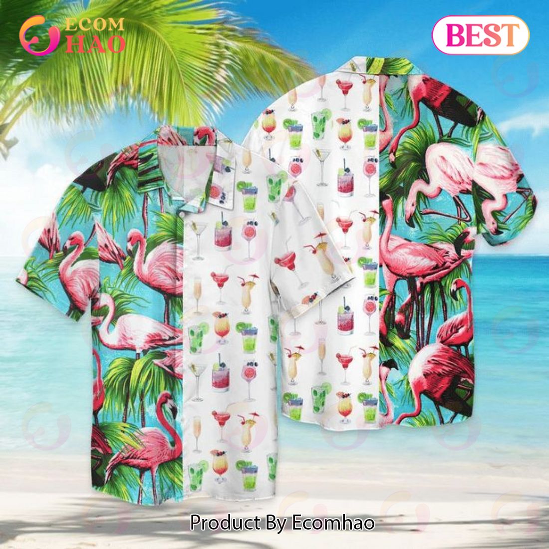 Cocktail Flamingo Hawaiian Shirt