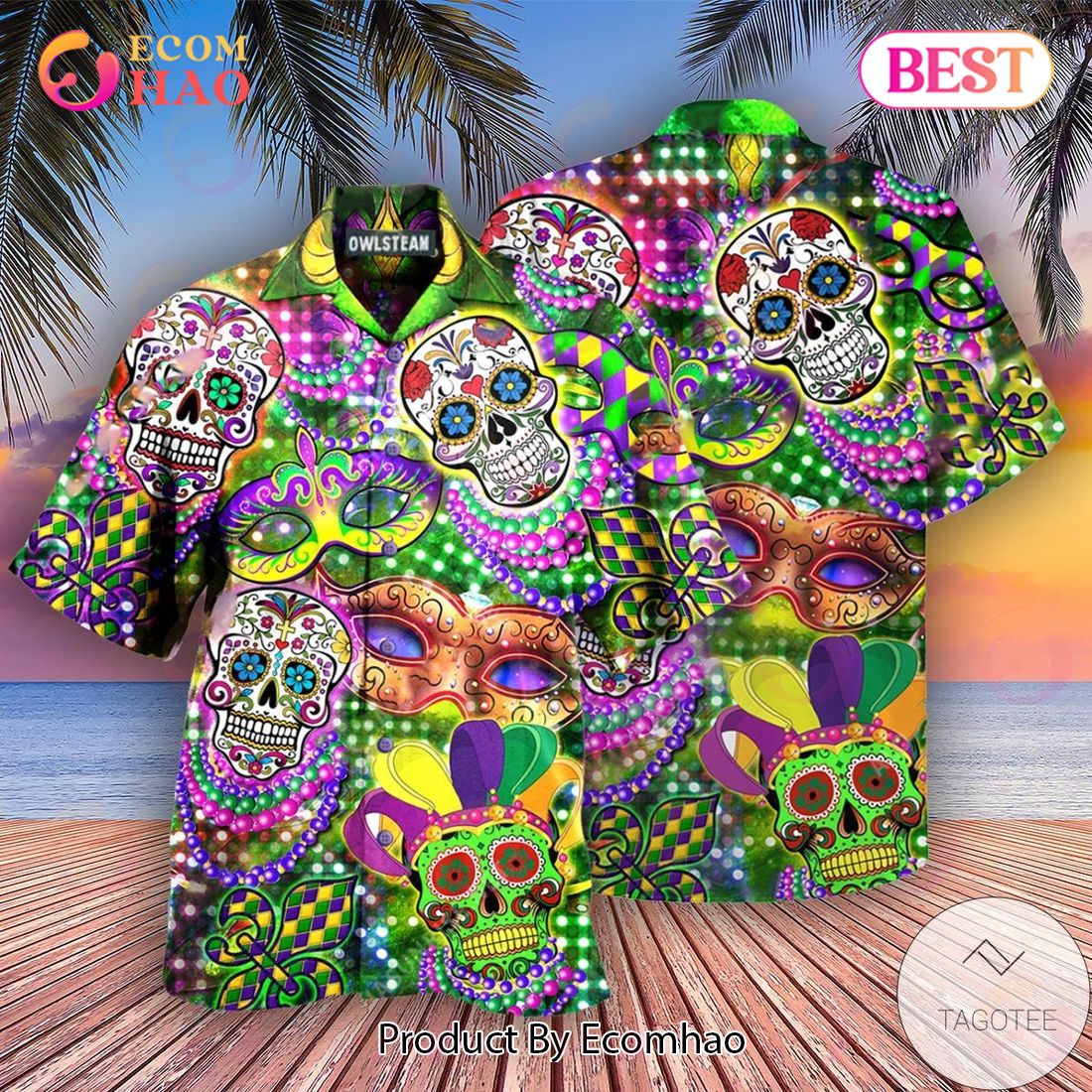 Colorful Festival Hawaii Aloha Mardi Gras Beach Button Downs Shirt