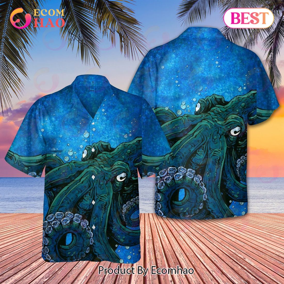 Cowboy Octopus Tropical Summer AlohaHawaii Shirt