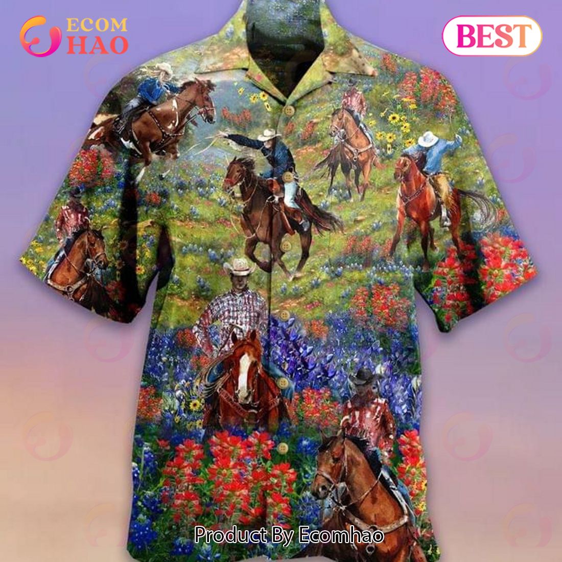 Cowboy Print Hawaiian Shirt