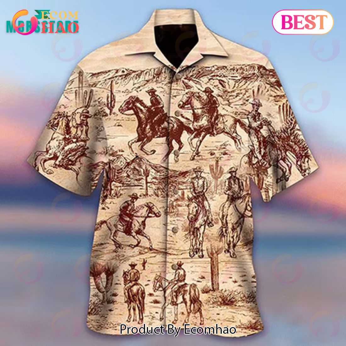 Cowboy Summer Short Sleeve Father Day Vintage Beach For Horse Lovers Hawaiian Shirt