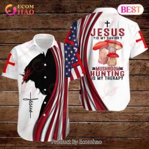 Cross Wild Mushroom Jesus Is My Savior Mushroom Hungting Is My Therapy Hawaiian Shirt