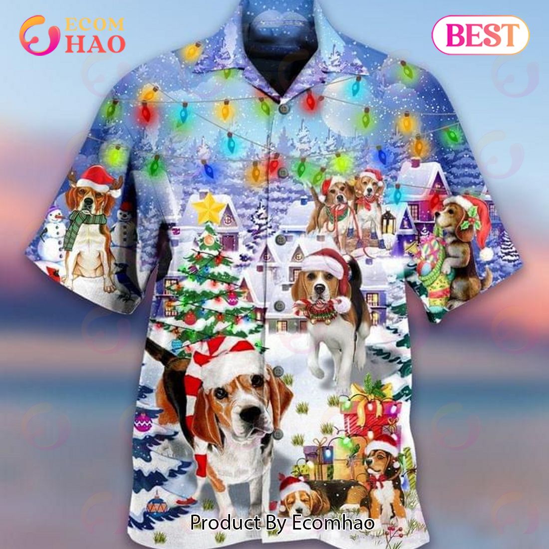 Dachshund Merry Christmas Print Hawaiian Shirt