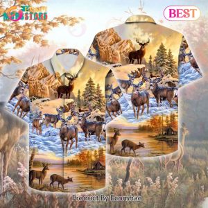 Deer Hunting Deer Design Button Down Hawaiian Shirt