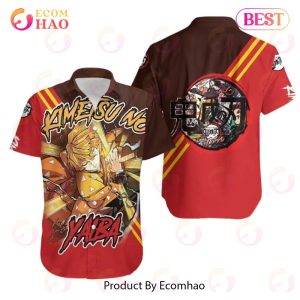Demon Slayer Zenitsu Agatsuma Thunder Breathing Red Kimetsu No Yaiba Logo Hawaiian Shirt