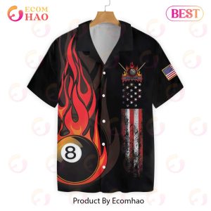 Dinosaur Poolasaurus Flame Skull Billiards Hawaiian Shirt