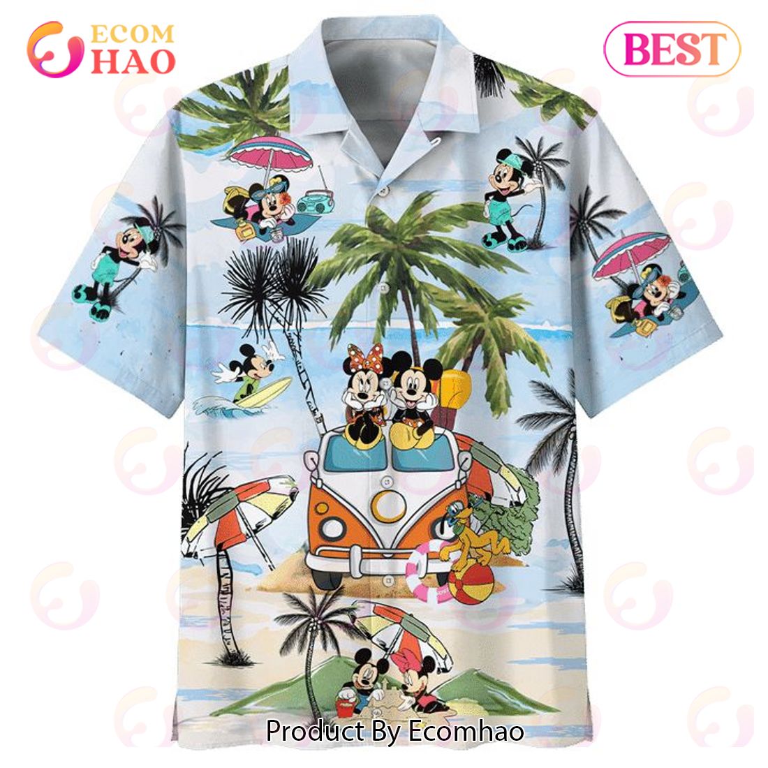 Disney Mickey And Minnie Print Hawaiian Shirt