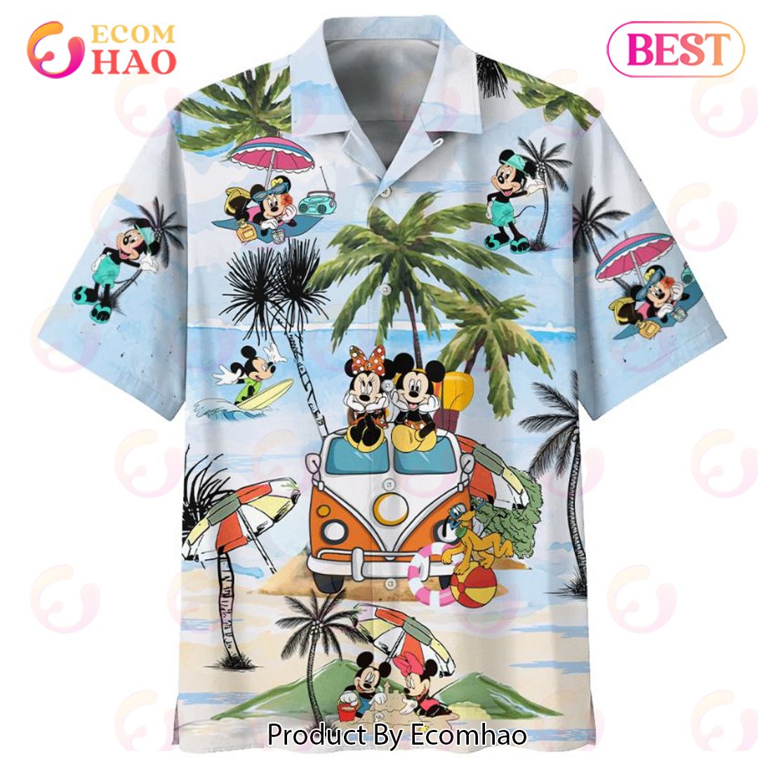 Disney Summer Mickey Mouse And Minnie Mouse Hawaiian Shirt