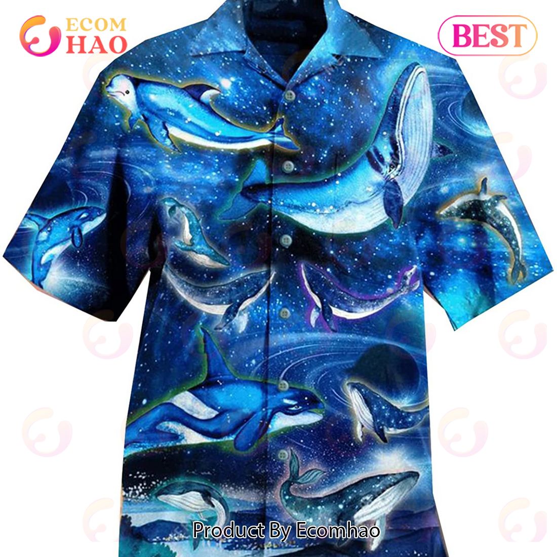 Dolphin Animal Blue Galaxy Hawaiian Shirt