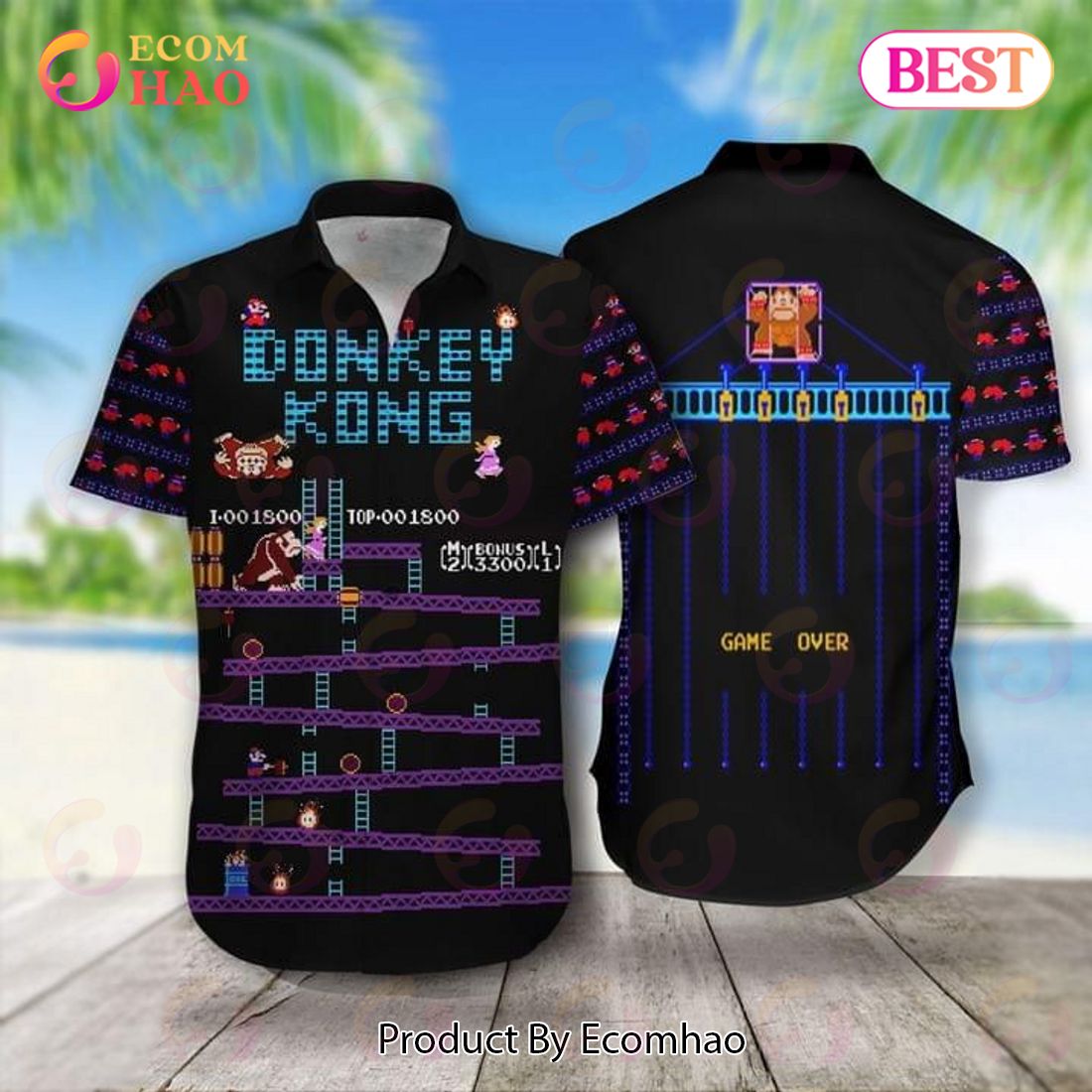 Donkey Kong Print Hawaiian Shirt