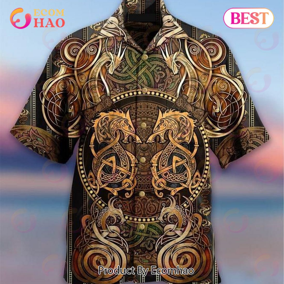 Dragon Viking Print Hawaiian Shirt