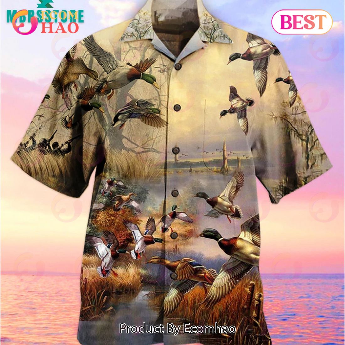 Ducks Amazing Vintage Limited Intage Tropical Chest Pocket Casual Fit Duck Icon Hawaiian Shirt