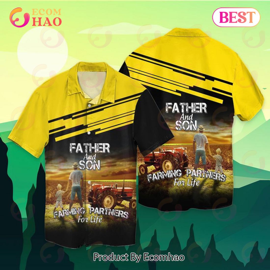 Father’s Day Father And Son Farming Partners For Life Hawaiian Shirt