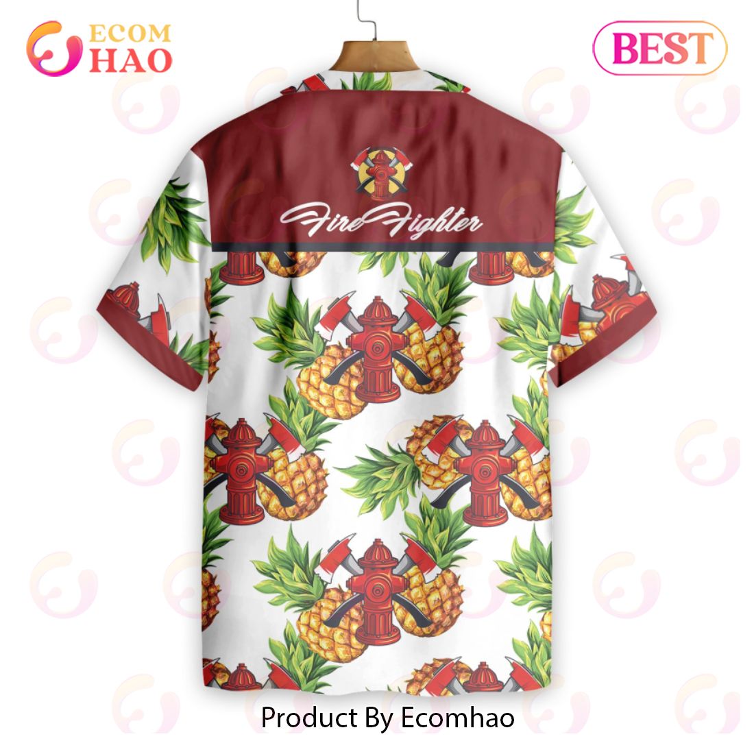 Firefighter Pineapple Seamless Pattern Hawaiian Shirt