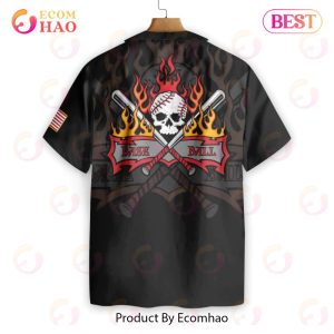 Flame Baseball Skull Hawaiian Shirt