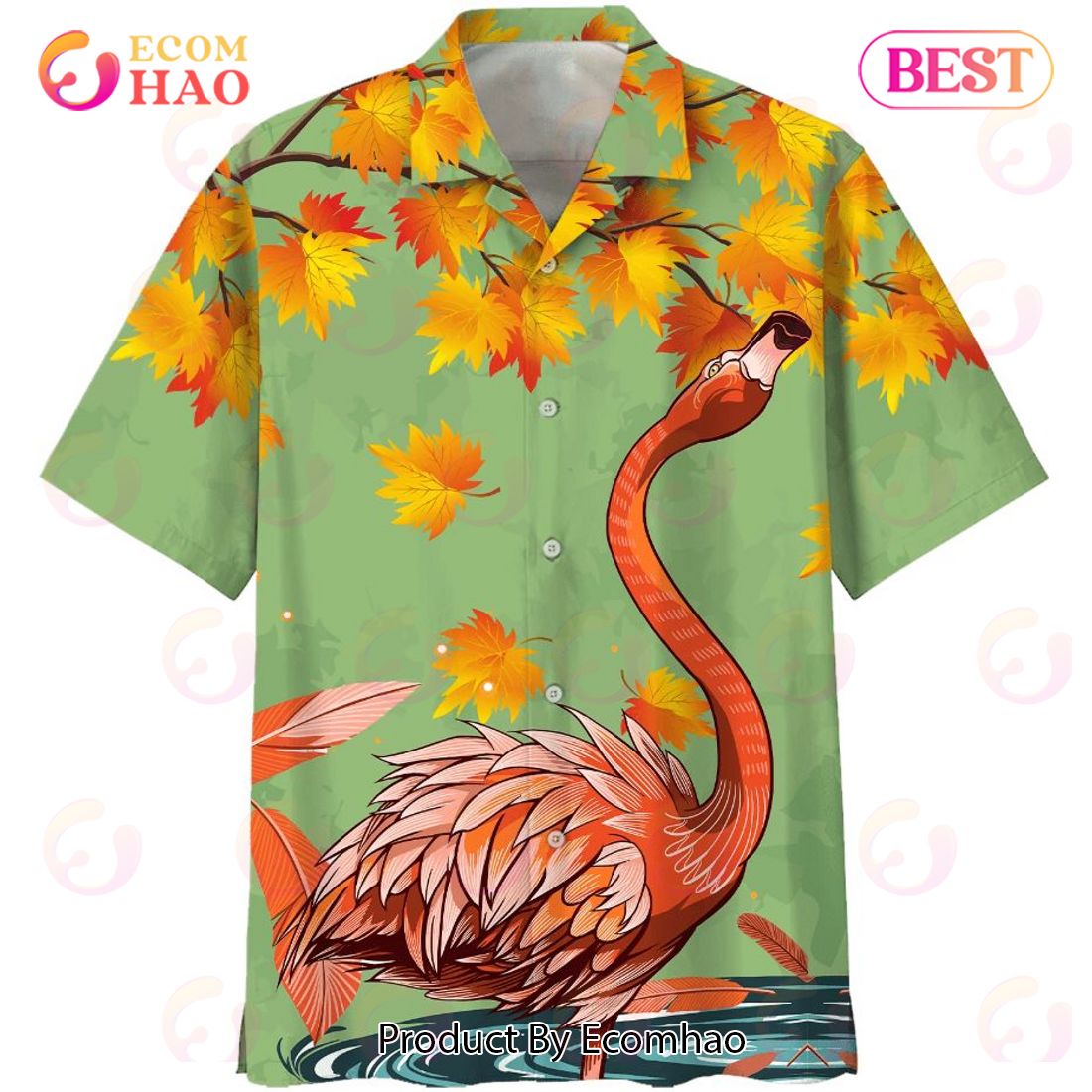 Flamingo Autumn Print Hawaiian Shirt