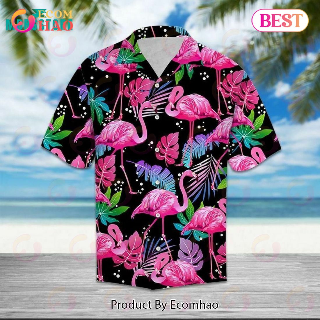 Flamingo Leaf Summer Pink Flamingo Aloha Father’s Day Friends Family Group Hawaiian Shirt