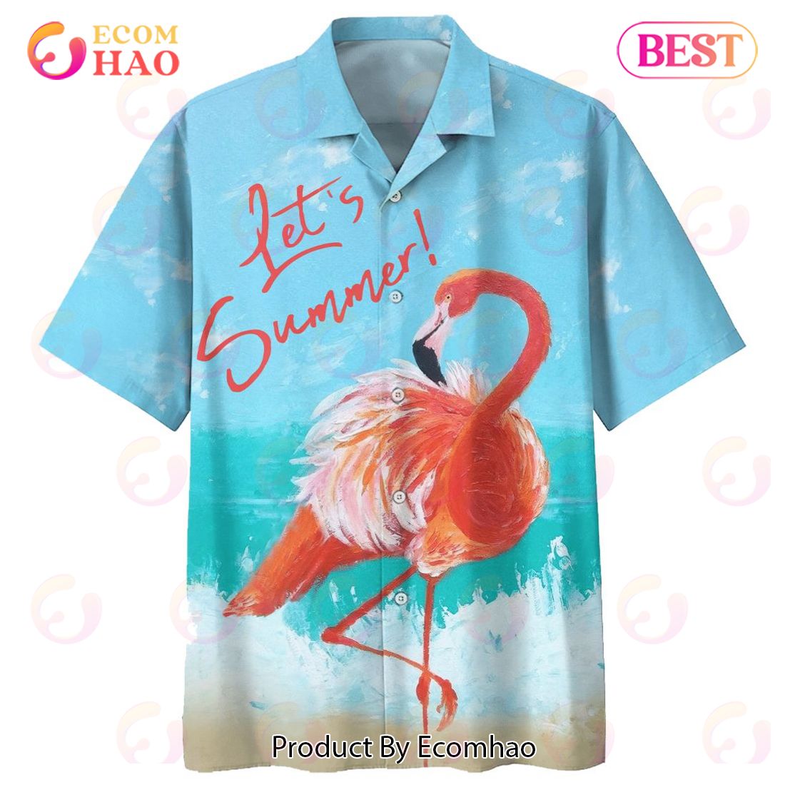 Flamingo Lets Summer Print Hawaiian Shirt
