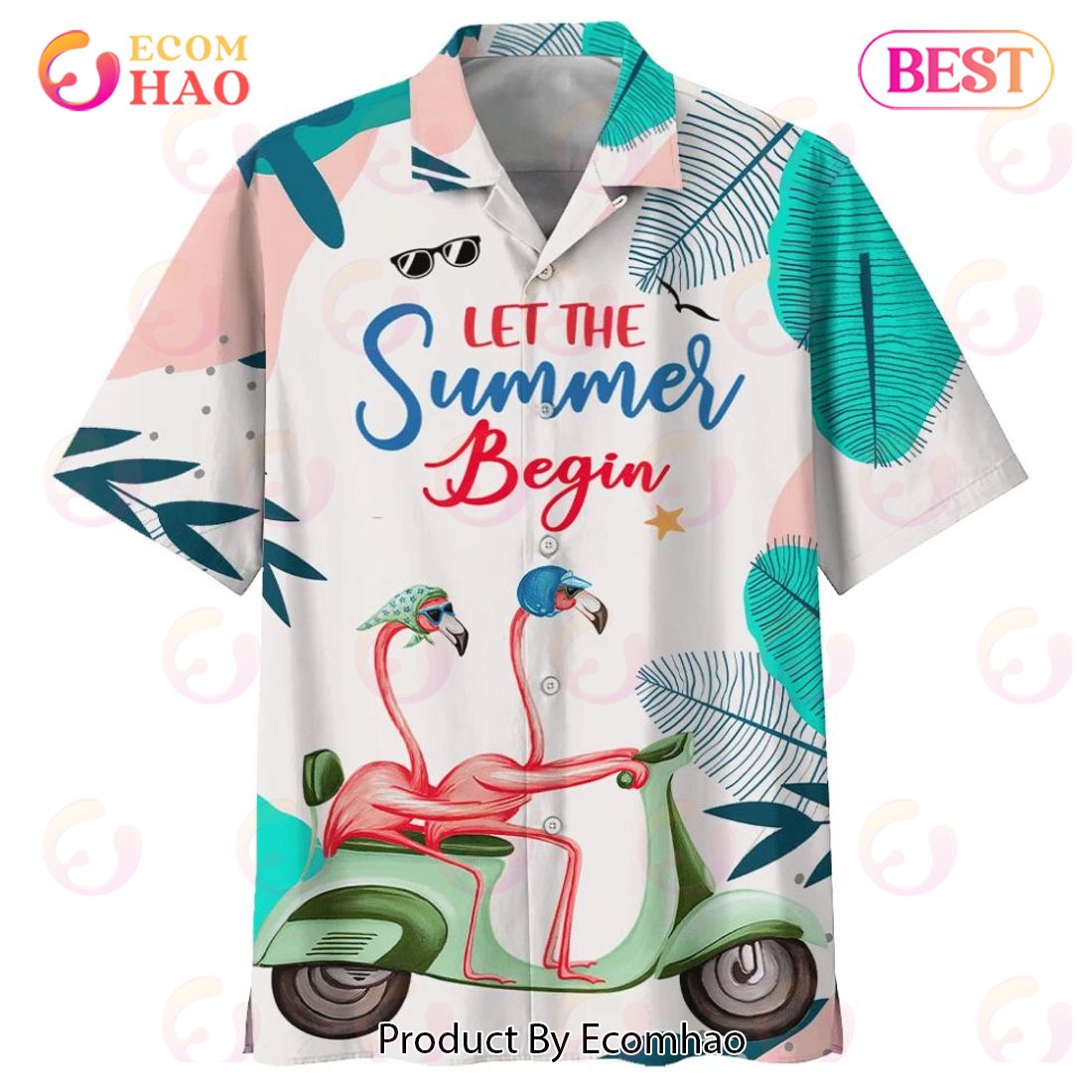 Flamingo Motorcycles Let The Summer Begin Print Hawaiian Shirt