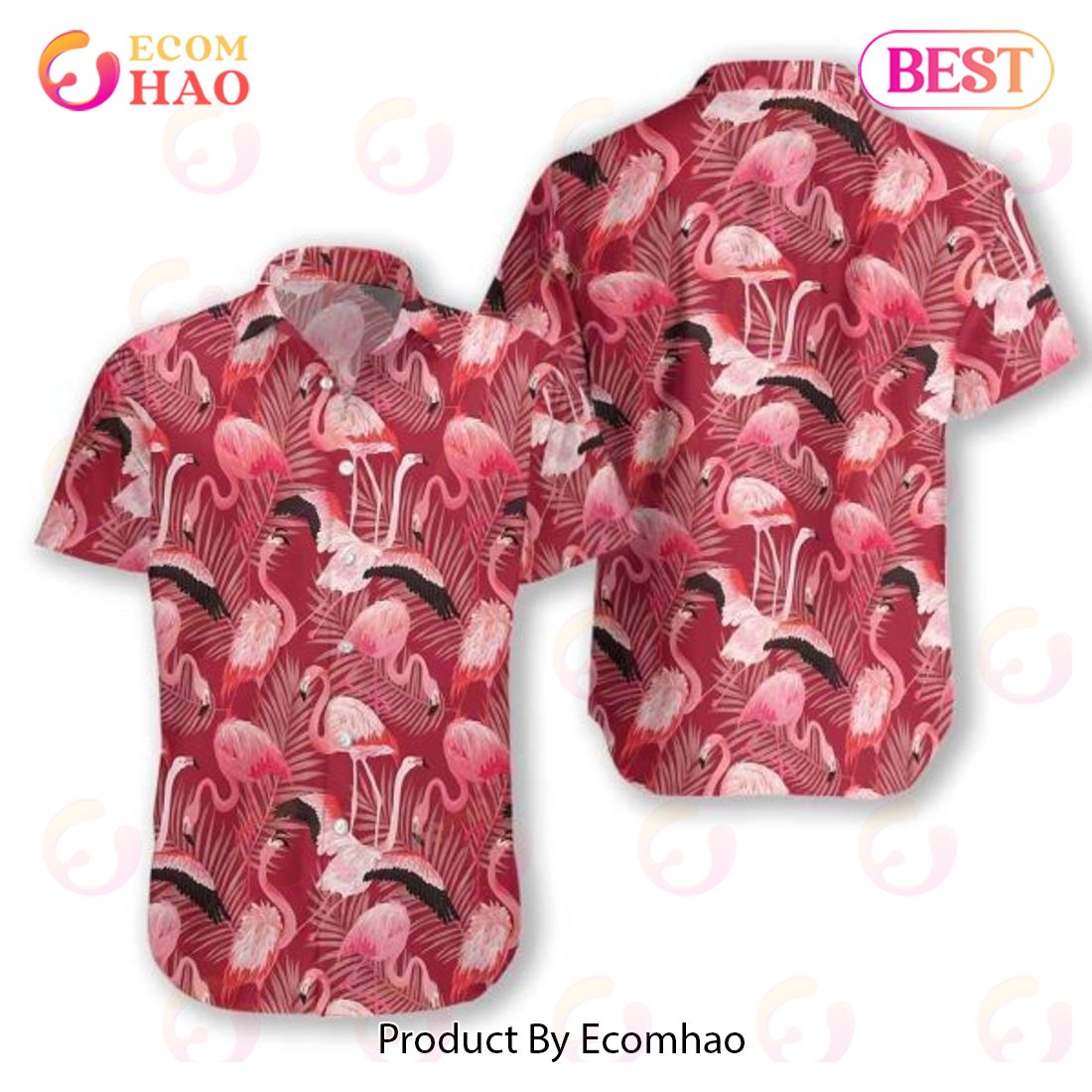 Flamingo Red Christmas Hawaii Aloha Shirt