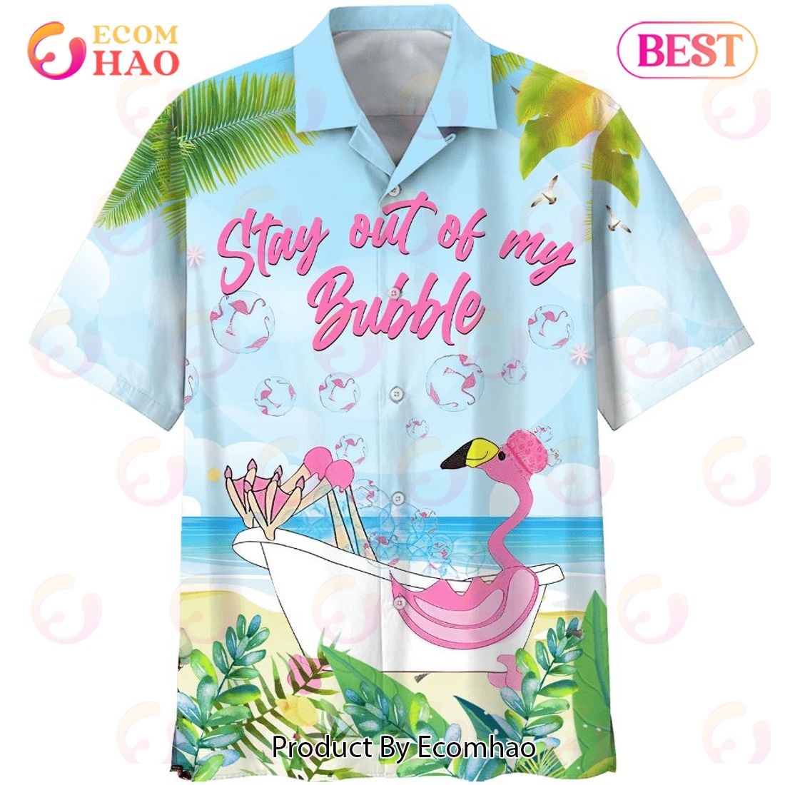 Flamingo Stay Out Of My Bubble Print Hawaiian Shirt