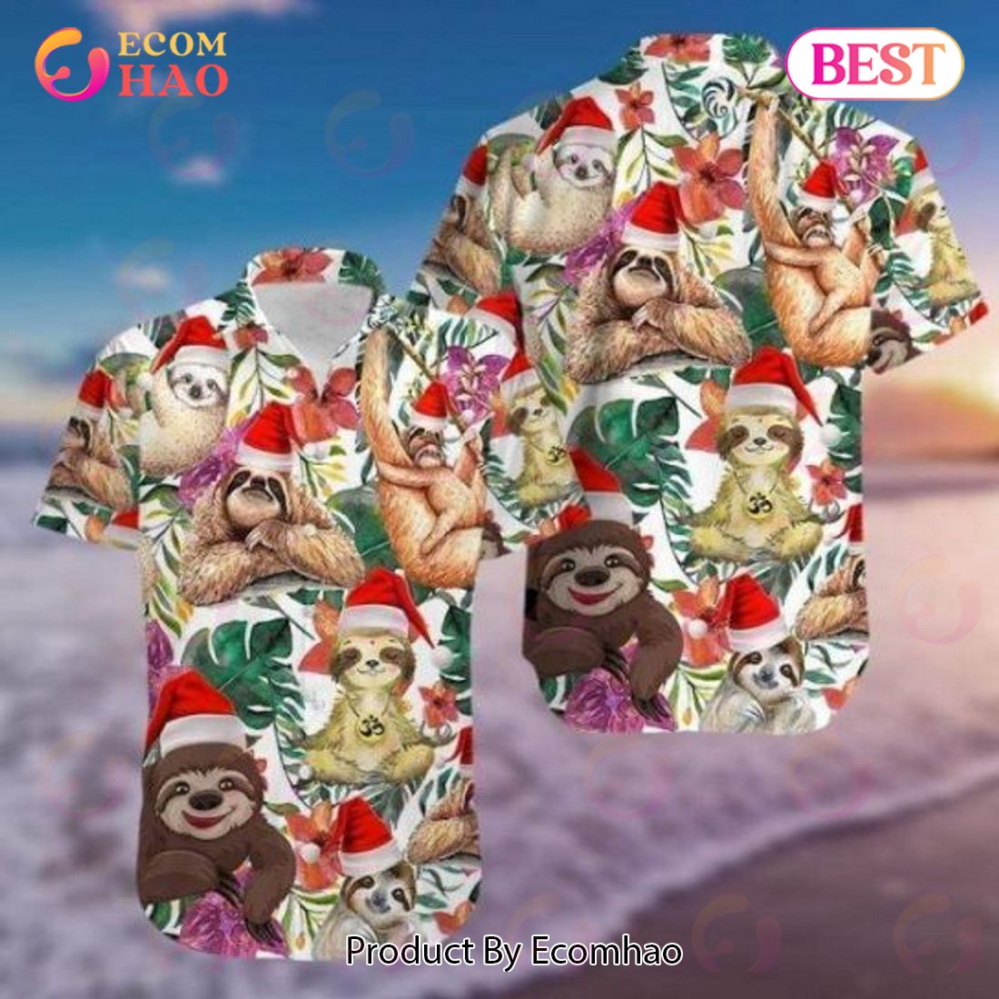 Funny Sloth Merry Christmas Hawaii Shirt