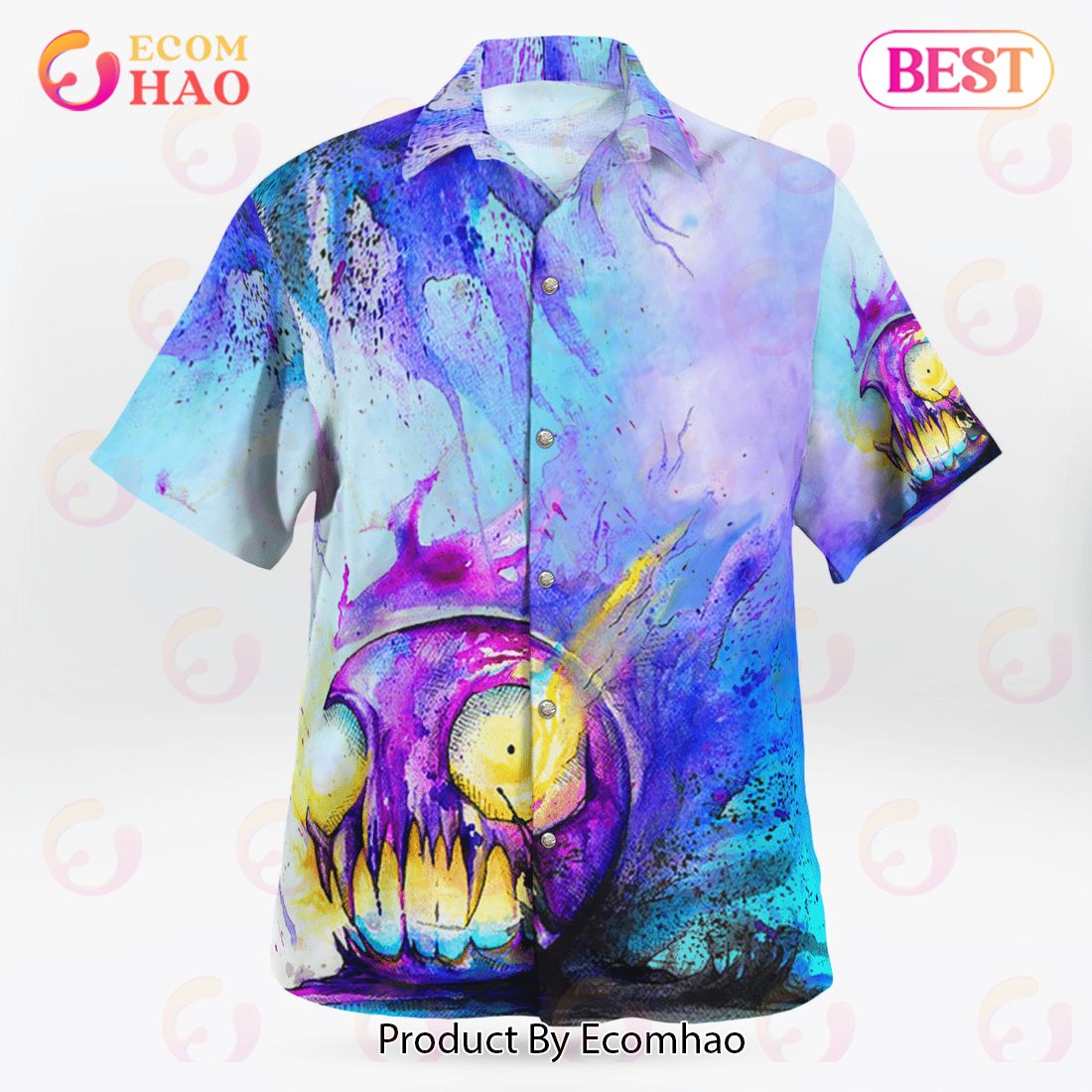 Gastly Halloween 3D Pokemon Hawaiian Shirt