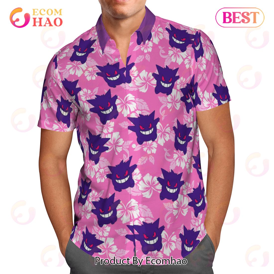 Gengar Tropical Beach Best Seller Pokemon Hawaiian Shirt