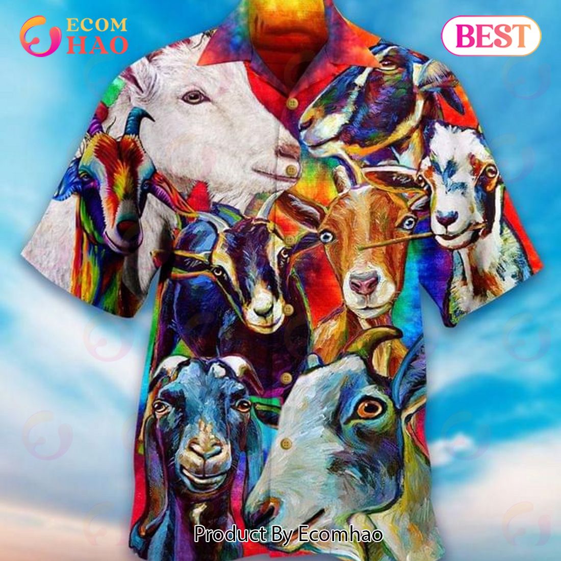 Goats Animal Print Hawaiian Shirt