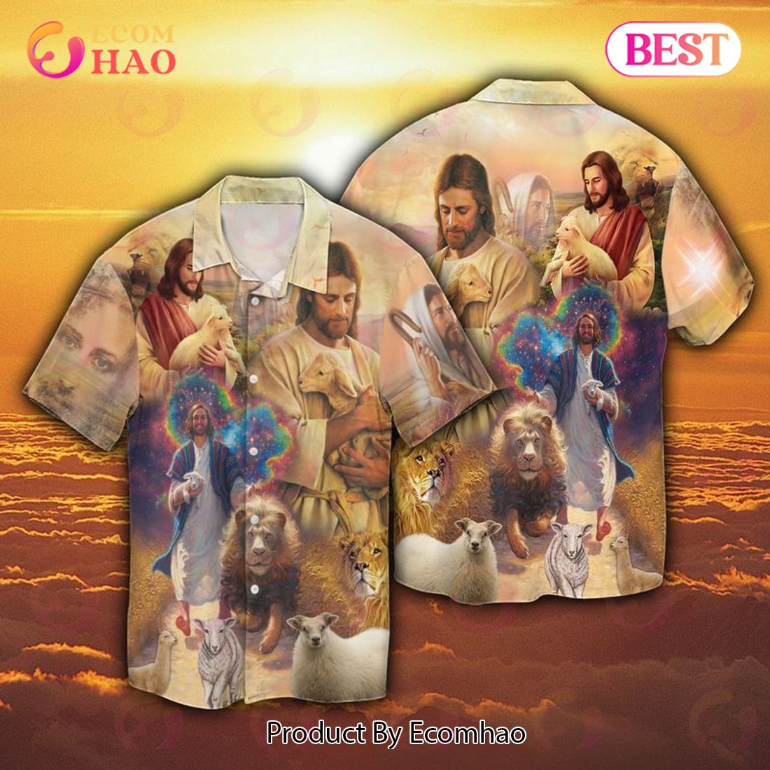 God Jesus And Lion Hawaiian Shirt