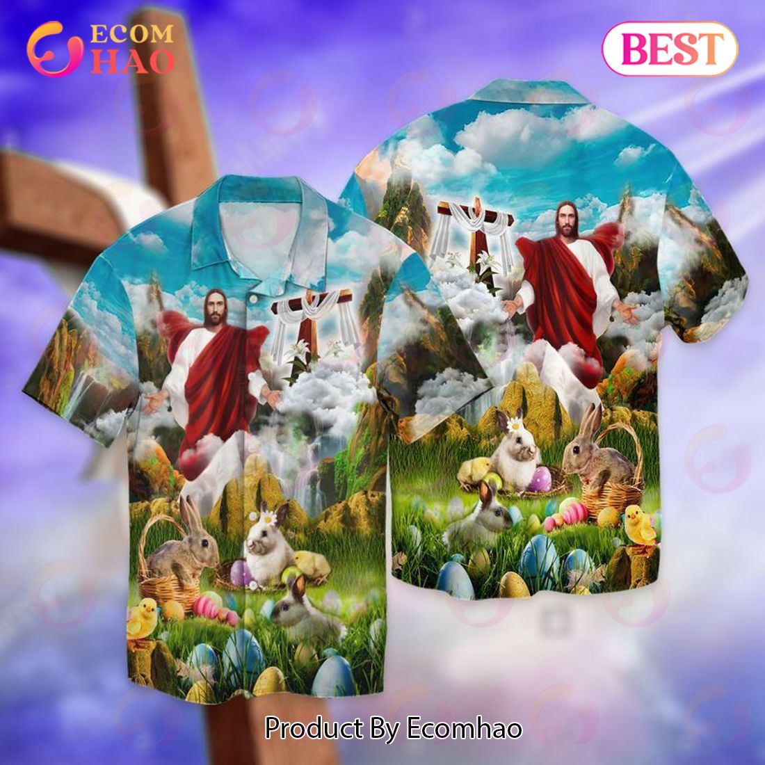 God Jesus And Rabbit Hawaiian Shirt