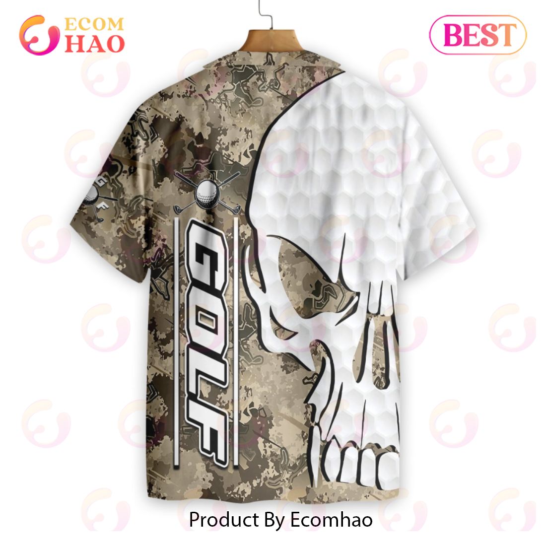 Golf And Skull Camo Pattern Hawaiian Shirt