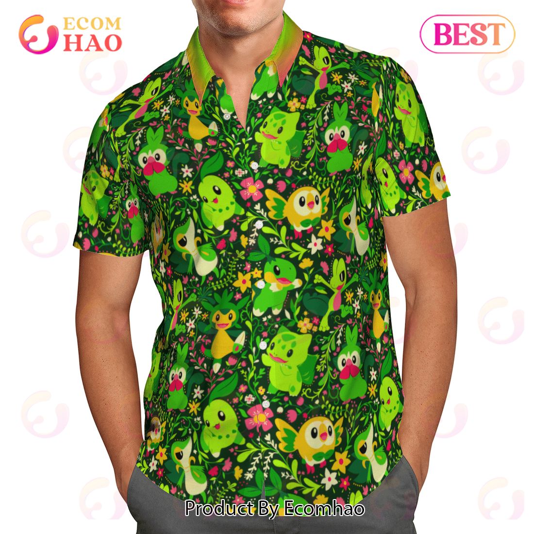 Grass Pokemon Beach Hawaiian Shirt