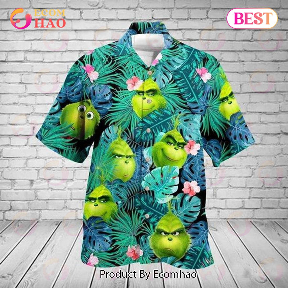 Grinch Tropical Floral Hawaiian Shirt