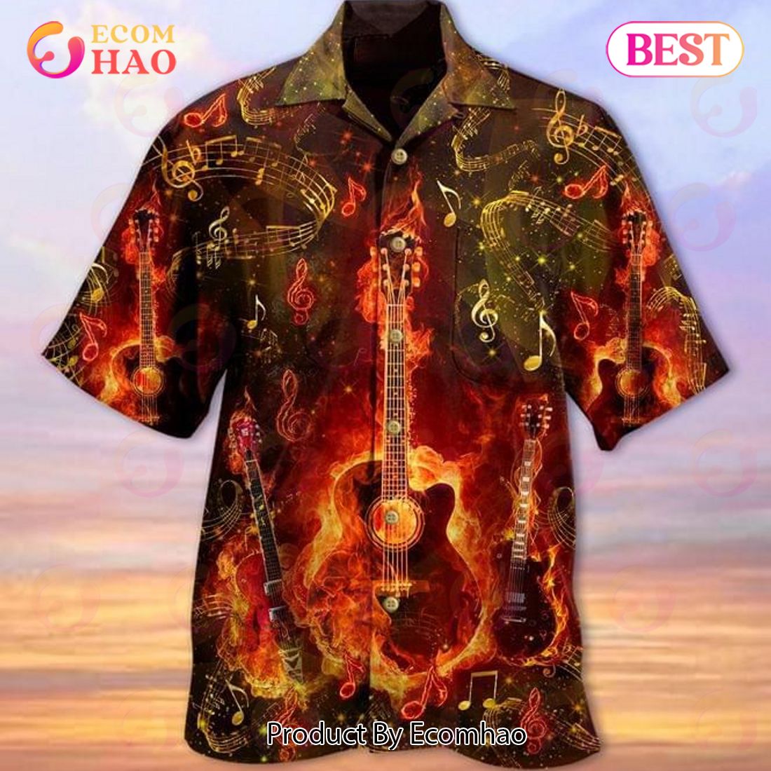 Guitar Lover Print Hawaiian Shirt