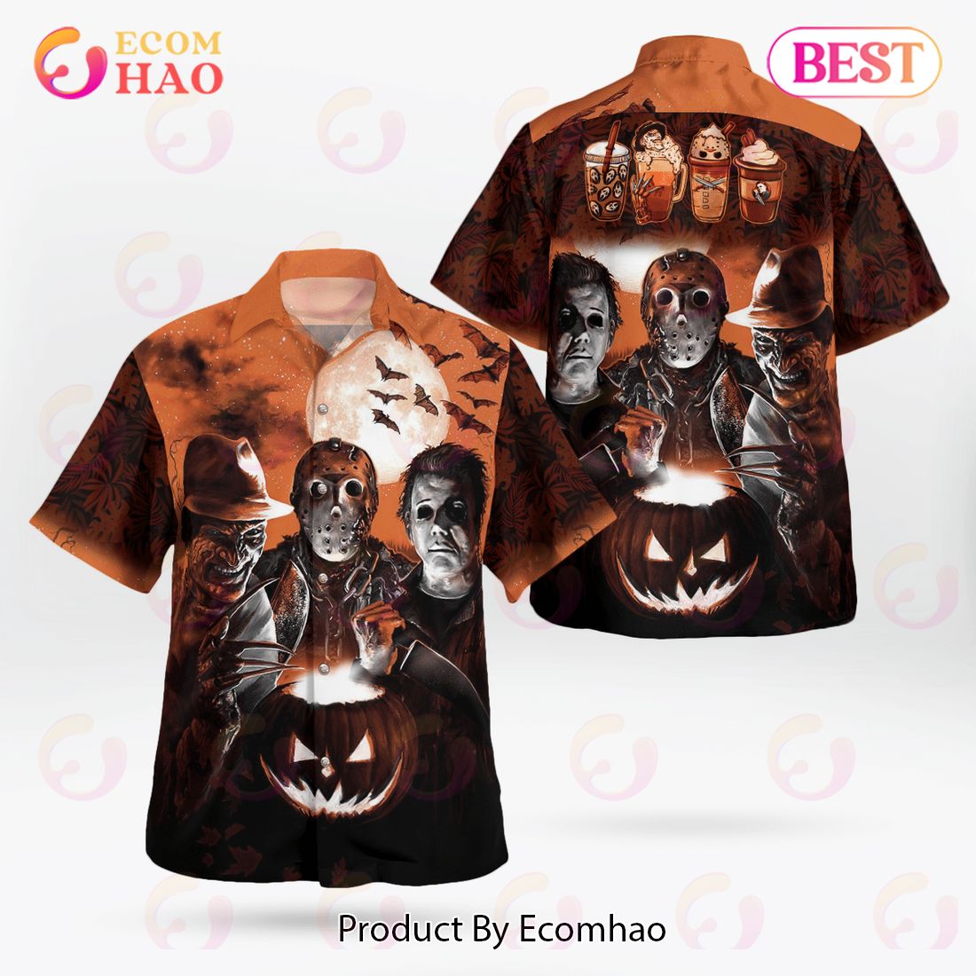 Halloween Horror Coffee Tropical Hawaiian Shirt
