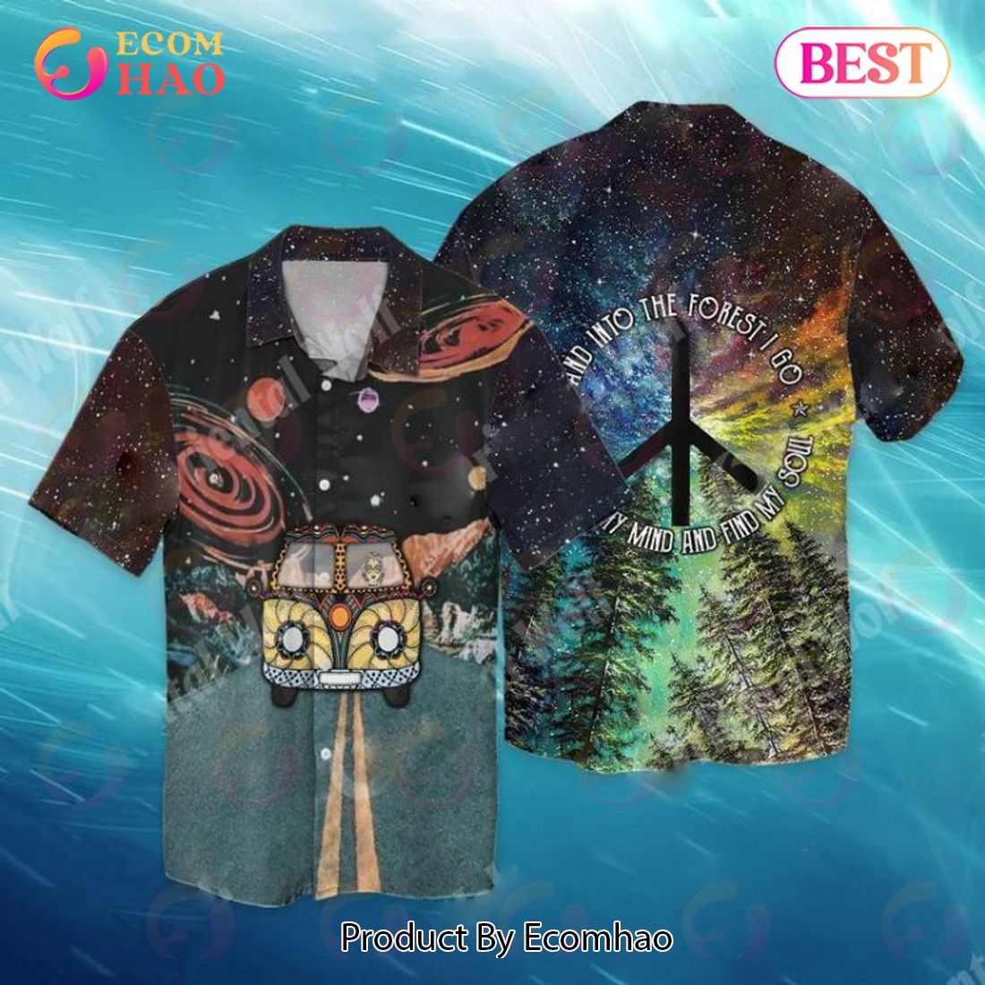 Hippie Galaxy Hand Into The Forest I Go My Mind And Find My Soul Hawaiian Shirt