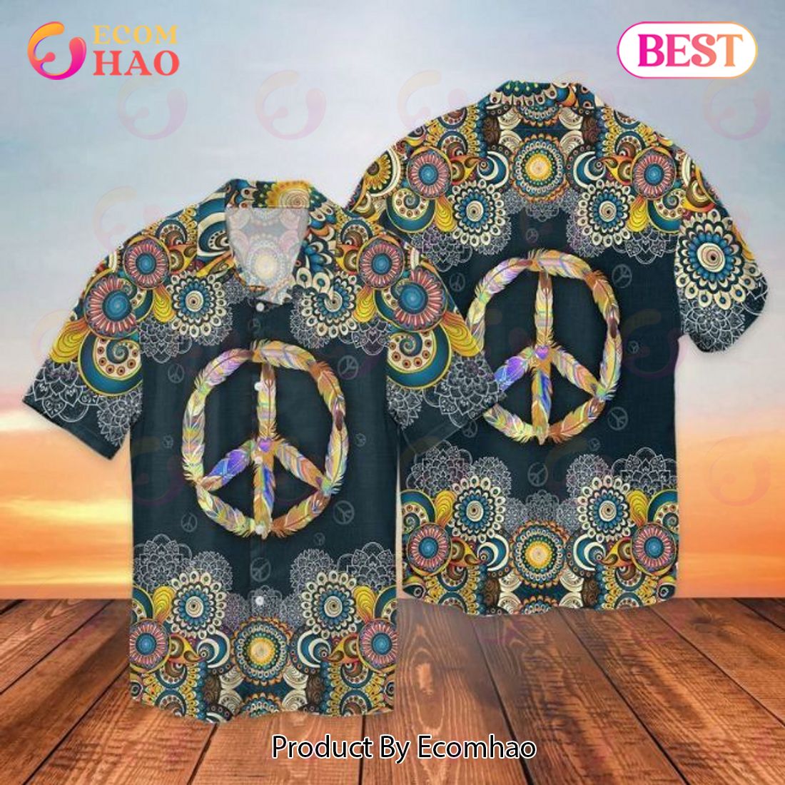 Hippie Peace Sign Hawaiian Shirt