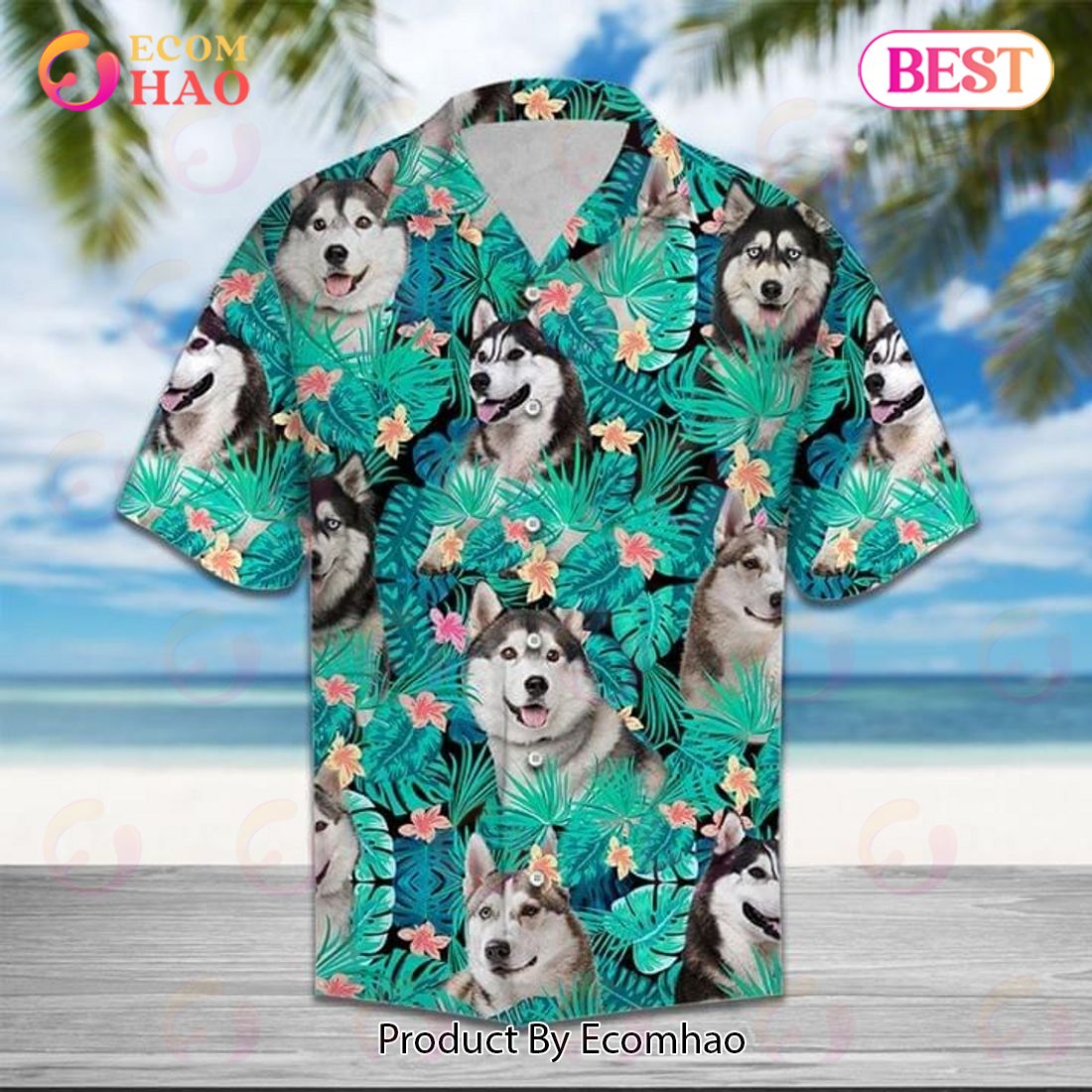 Husky Dog Funny Hawaiian Shirt