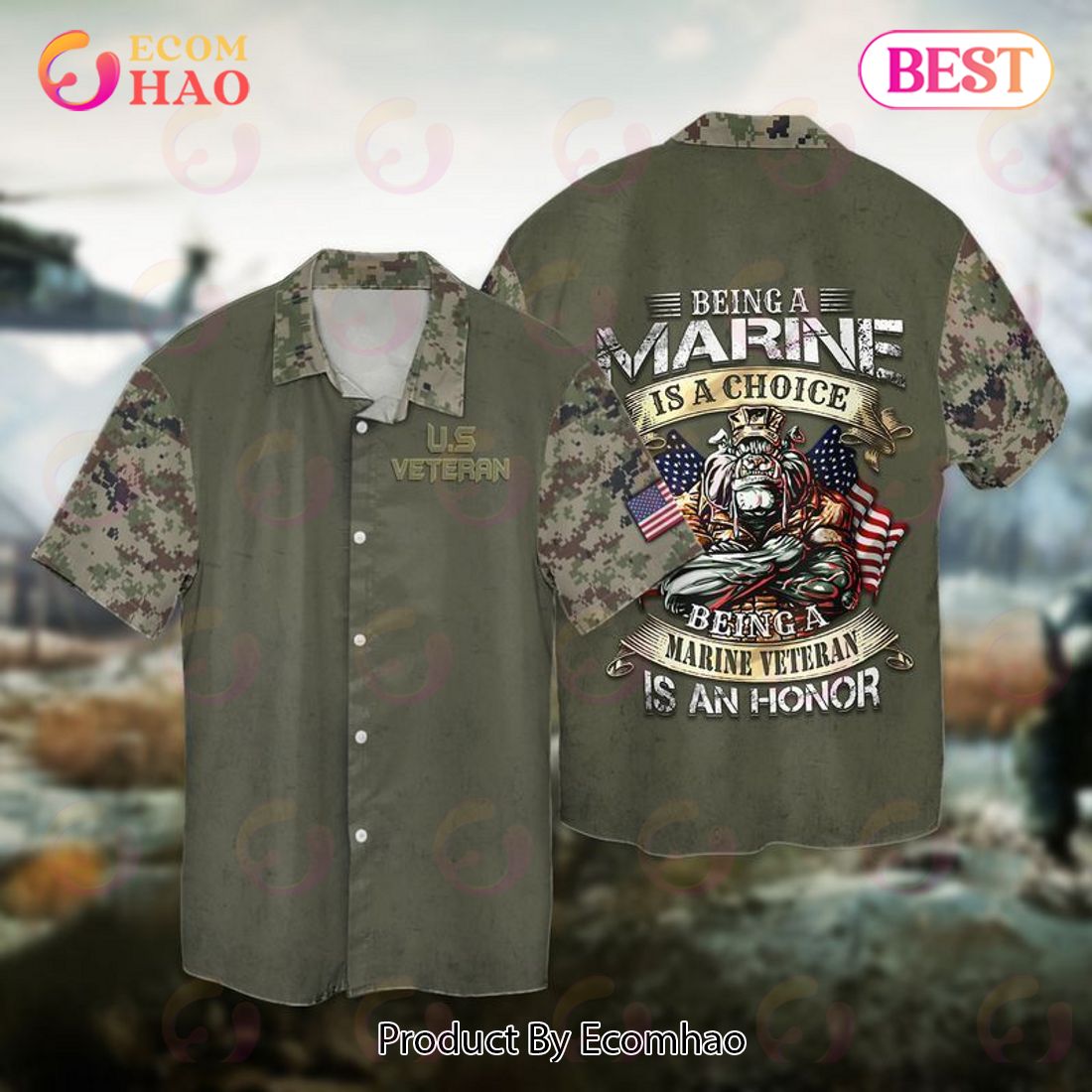 Independence Day Memorial Day Being A Marine Is A Choice Being A Marine Veteran Is An Honor Hawaiian Shirt