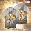 Jesus Bible Fishing With God American Flags 4th Of July Independence Day Hawaiian Shirt