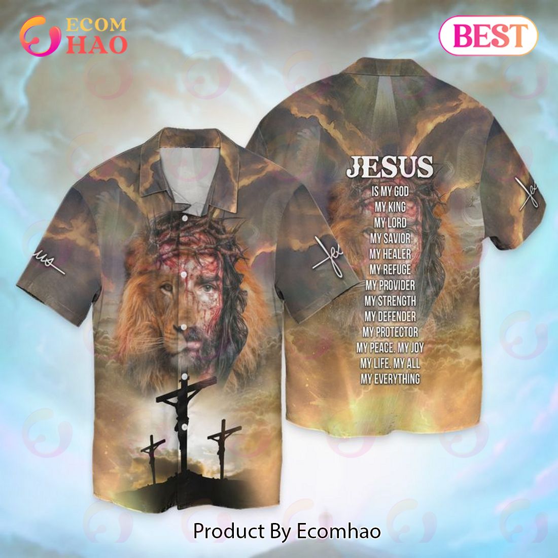 Jesus Lion My Everything Jesus Is My God My King My Lord My Savior My Healer My Refuge Hawaiian Shirt