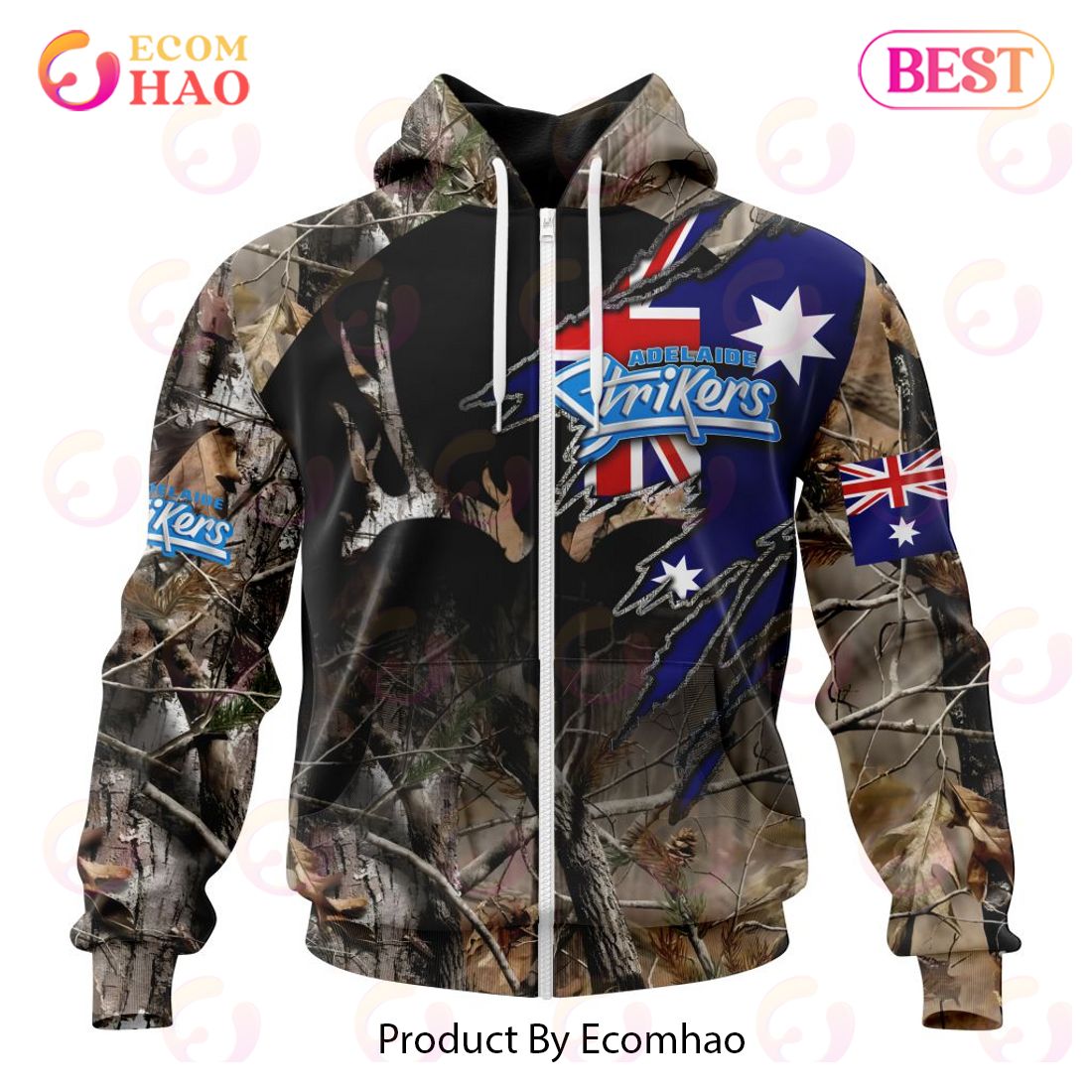 BBL Adelaide Strikers Special Camo Realtree Hunting 3D Hoodie